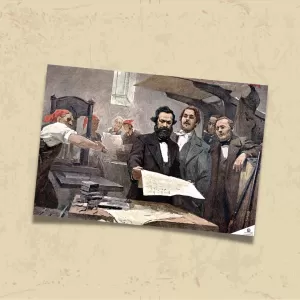 POSTER 0089 - MARX VE ENGELS MATBAADA, KUŞE KAĞIT (33X48)