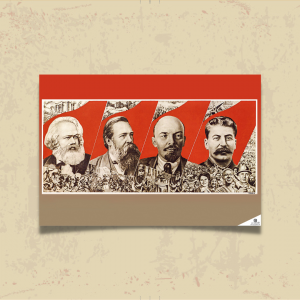 POSTER 0092 - MARX, ENGELS, LENİN, STALİN - SOVYET POSTERİ - KUŞE KAĞIT (33X48)