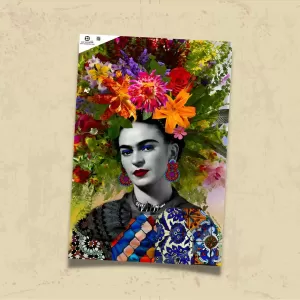 POSTER 0125 - FRİDA KAHLO İLLÜSTRASYON, KOLAJ - KUŞE KAĞIT (33X48)