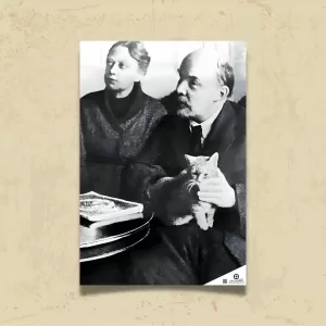 POSTER 0145- LENİN, NADEJDA KRUPSKAYA VE KEDİ, FOTOĞRAF - KUŞE KAĞIT (33X48)