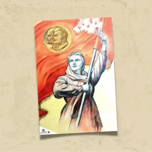 POSTER 0164 - SOVYET KADINI, LENİN, STALİN - KUŞE KAĞIT (33X48)