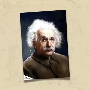 POSTER 0176 - ALBERT EINSTEIN İLLÜSTRASYON, RENKLİ AFİŞ - KUŞE KAĞIT (33X48)