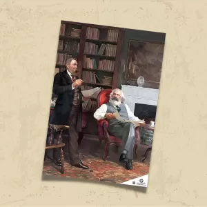 POSTER 0203 - KARL MARX, FRIEDRICH ENGELS ÇALIŞMA ODASINDA - İLLÜSTRASYON - KUŞE KAĞIT (33X48)