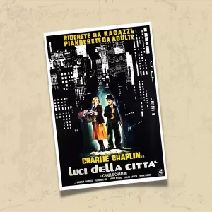 POSTER 0206 - CHARLIE CHAPLIN - CITY LIGHTS -  İTALYANCA FİLM AFİŞİ - KUŞE KAĞIT (33X48)