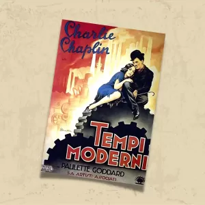 POSTER 0209 - CHARLIE CHAPLIN - MODERN TIMES - İTALYANCA FİLM AFİŞİ - KUŞE KAĞIT (33X48)