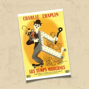 POSTER 0212 - CHARLIE CHAPLIN - MODERN TIMES - FRANSIZCA FİLM AFİŞİ - KUŞE KAĞIT (33X48)