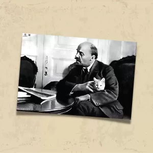 POSTER 0216 - LENİN VE KEDİ, FOTOĞRAF - KUŞE KAĞIT (33X48)