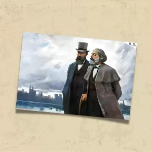 POSTER 0233 - KARL MARX, FRIEDRICH ENGELS LİMANDA - İLLÜSTRASYON - KUŞE KAĞIT (33X48)
