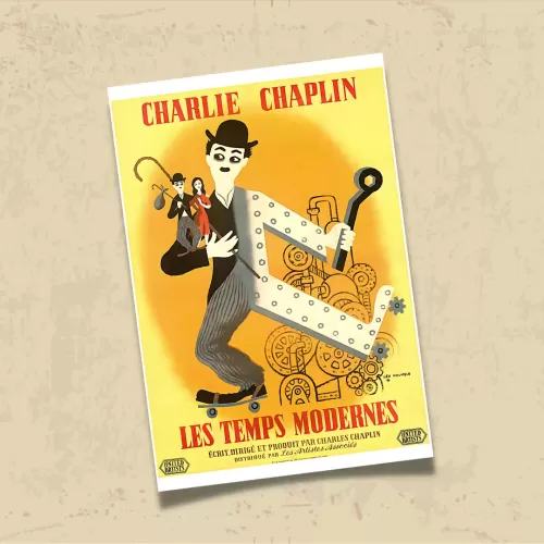 POSTER 0212 - CHARLIE CHAPLIN - MODERN TIMES - FRANSIZCA FİLM AFİŞİ - 
